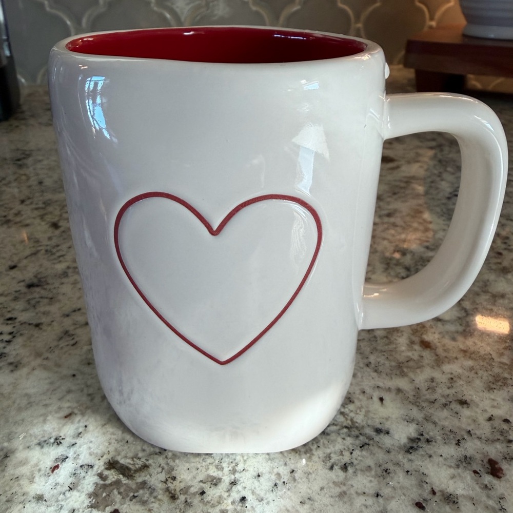 Rae Dunn White and Red Heart Mug